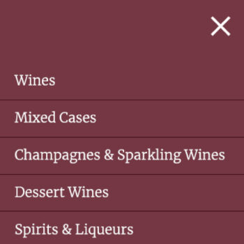 Mobile homepage showing mega menu